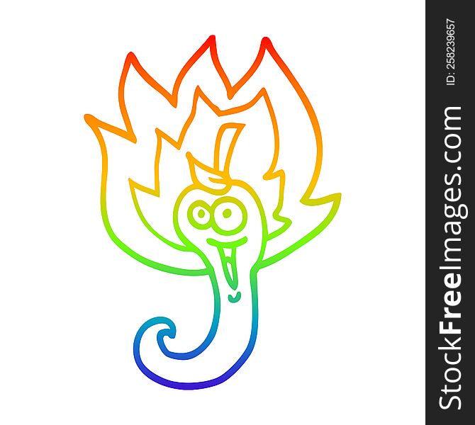 rainbow gradient line drawing of a cartoon red hot chili