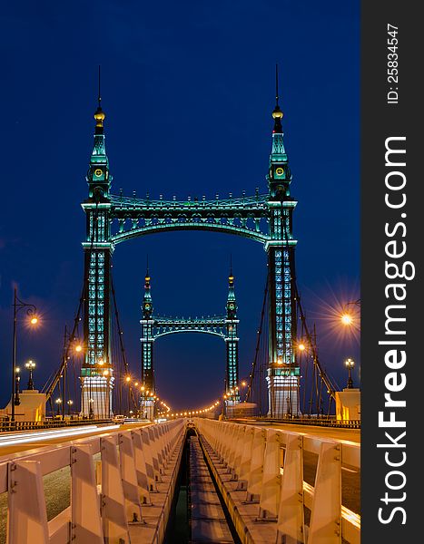 Suspension Bridge At Night