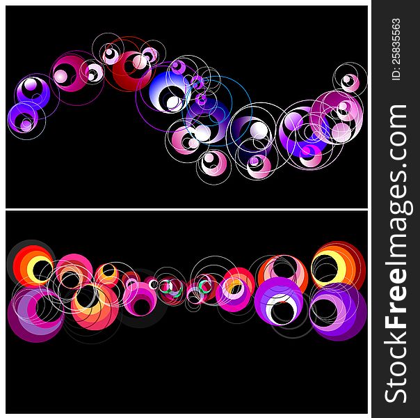 Colorful circles horizontal banner in two variants. Colorful circles horizontal banner in two variants.
