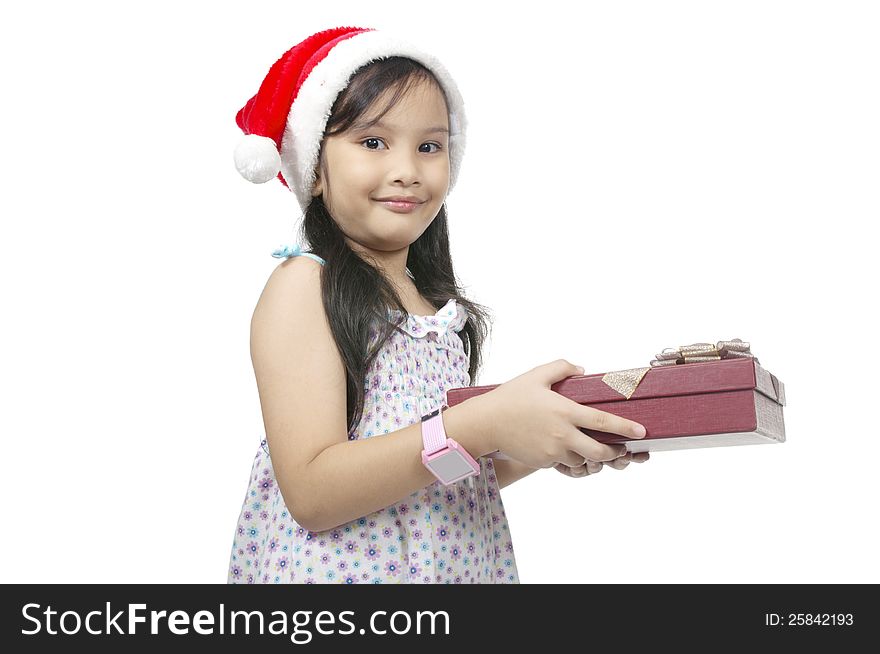 Girl Holding Christmas Box