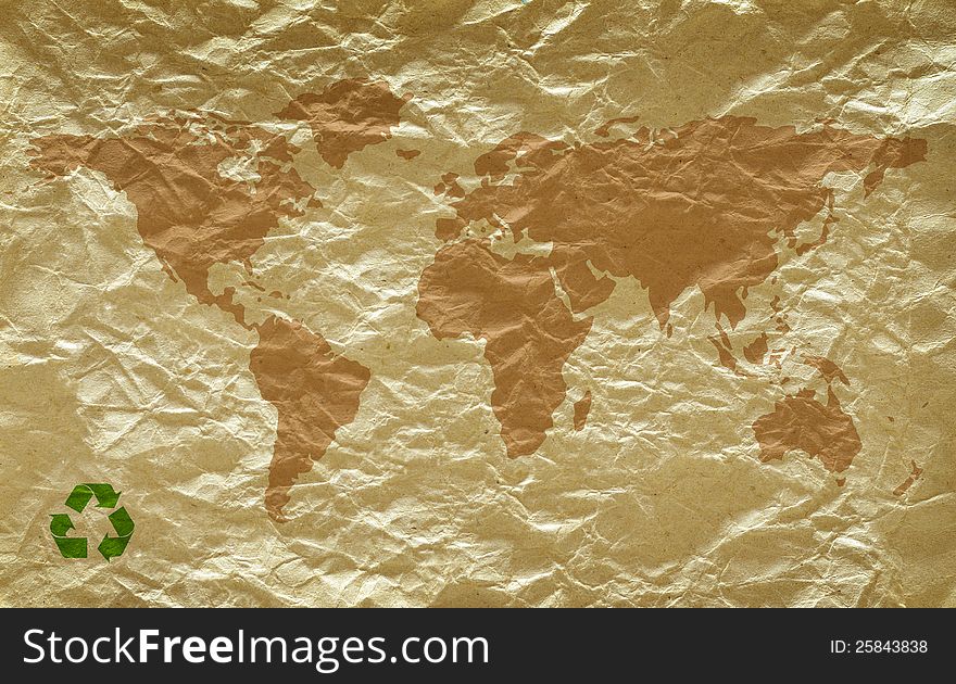 Grunge Paper With World Map