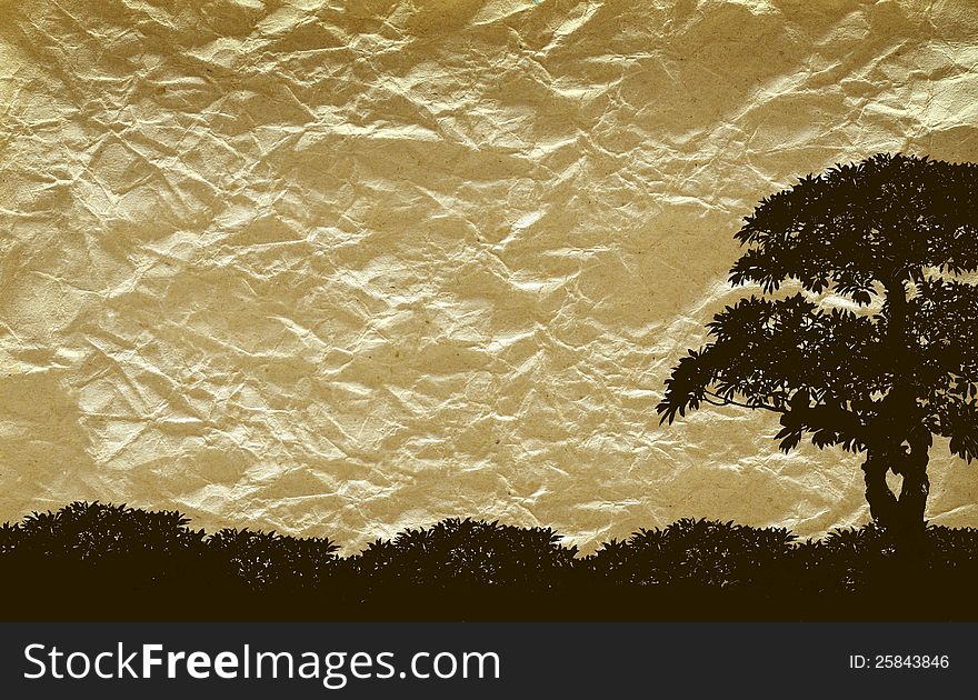 Tree with old grunge antique paper texture