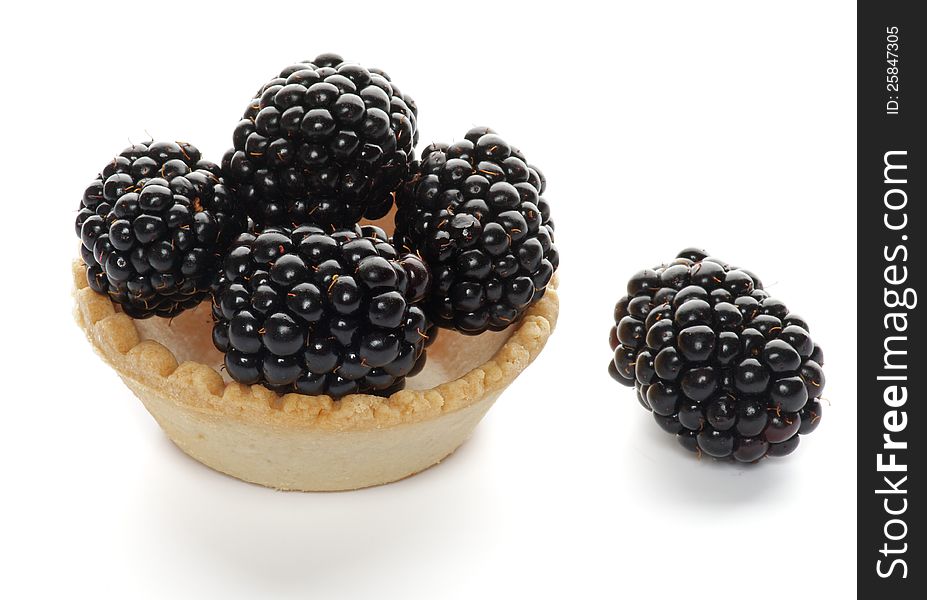 Cracker with Perfect Blackberries isolated on white background. Cracker with Perfect Blackberries isolated on white background