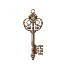 Isolated Realistic Images Of Vintage Keys In The Style Of Gold And Bronze Color With Diamonds And Decorative Patterns Royalty Free Stock Photography