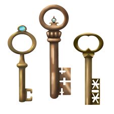 Set With Isolated Realistic Images Of Vintage Keys In The Style Of Gold And Bronze Color With Diamonds And Decorative Patterns Stock Photography Set With Isolated Realistic Images Of Vintage Keys In The Style Of Gold And Bronze Color With Diamonds And Decorative Patterns Stock Photography