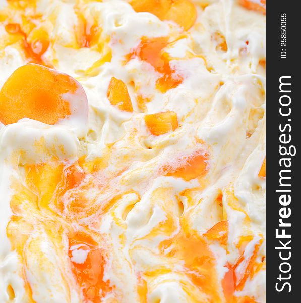 Homemade apricot ice cream background