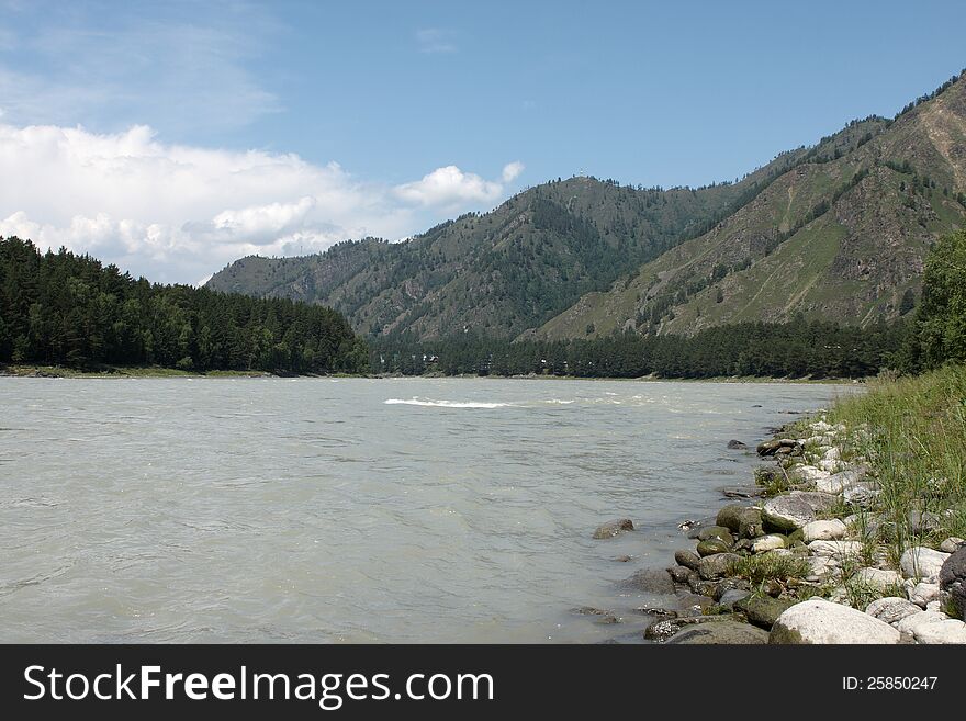 Mountain river, Tourism in Siberia, mountains, rivers, and great vacation