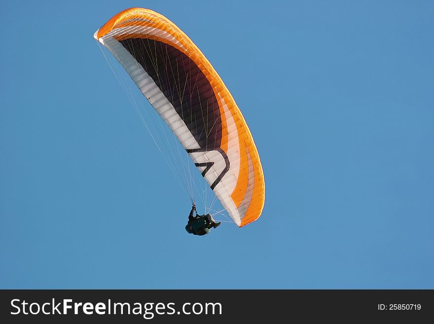 Paraglider wing or sail,  the more simpler and lighter system of free-flying  that currently exists. Paraglider wing or sail,  the more simpler and lighter system of free-flying  that currently exists