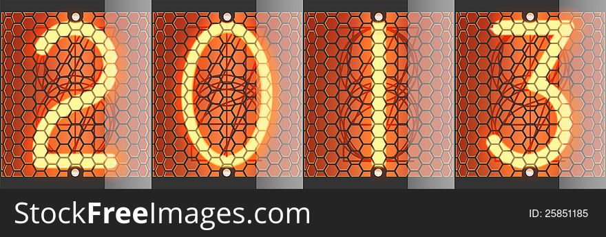 Nixie tube indicator of retro. Vector illustration. New year 2013.