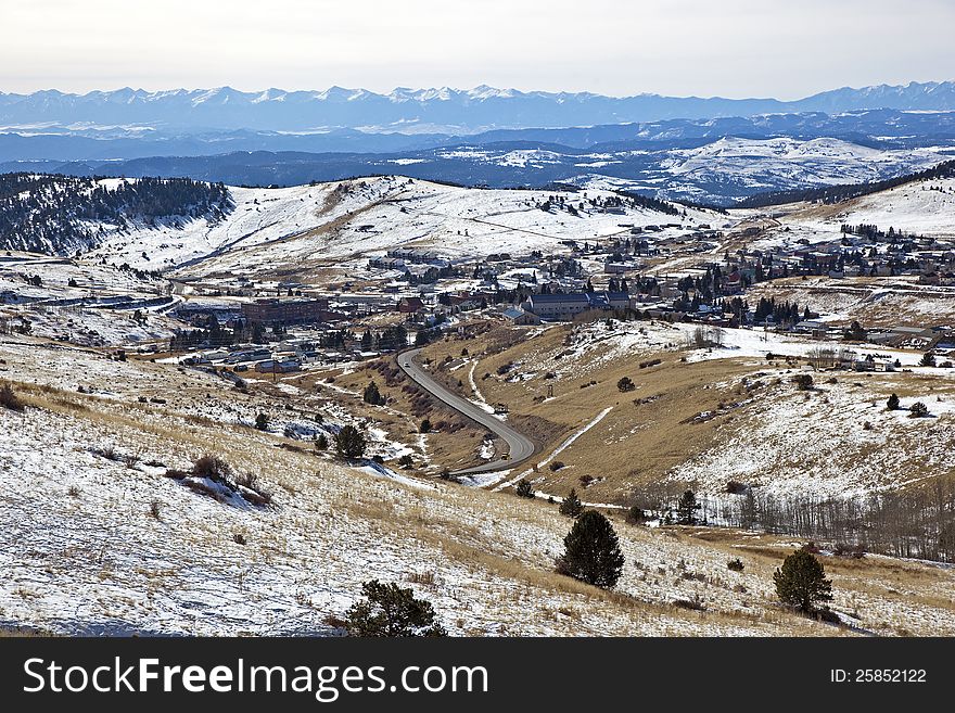 Snow covered Mountains surrounding Cripple Creek, Colorado