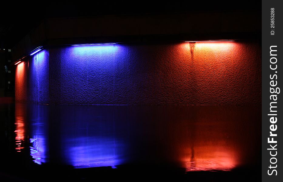 Image of colored light fountain. Image of colored light fountain