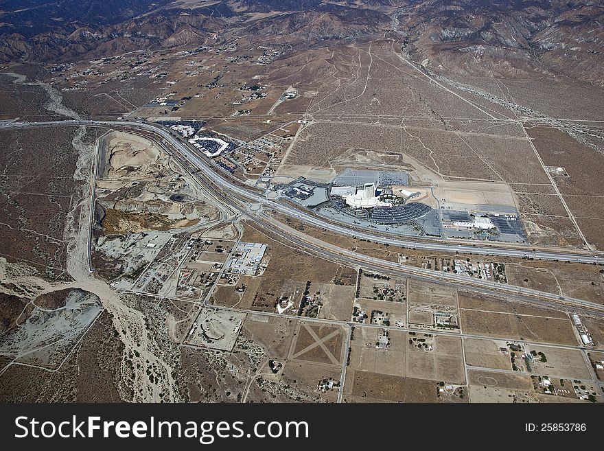 Aerial view of Interstate 10 at Cabazon, California