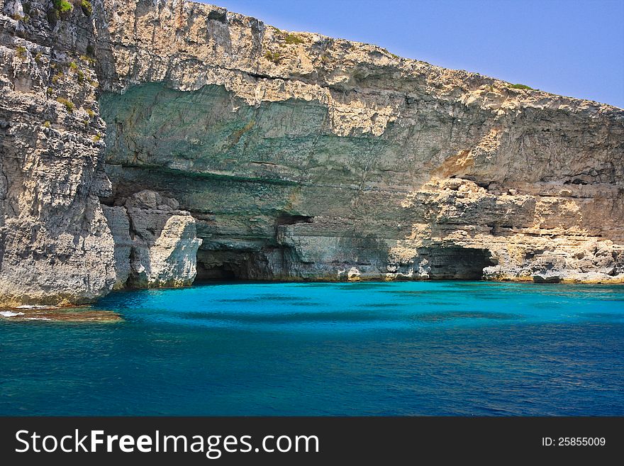Beautiful turquoise lagoon and cliff rocks in Mediterranean Sea. Beautiful turquoise lagoon and cliff rocks in Mediterranean Sea
