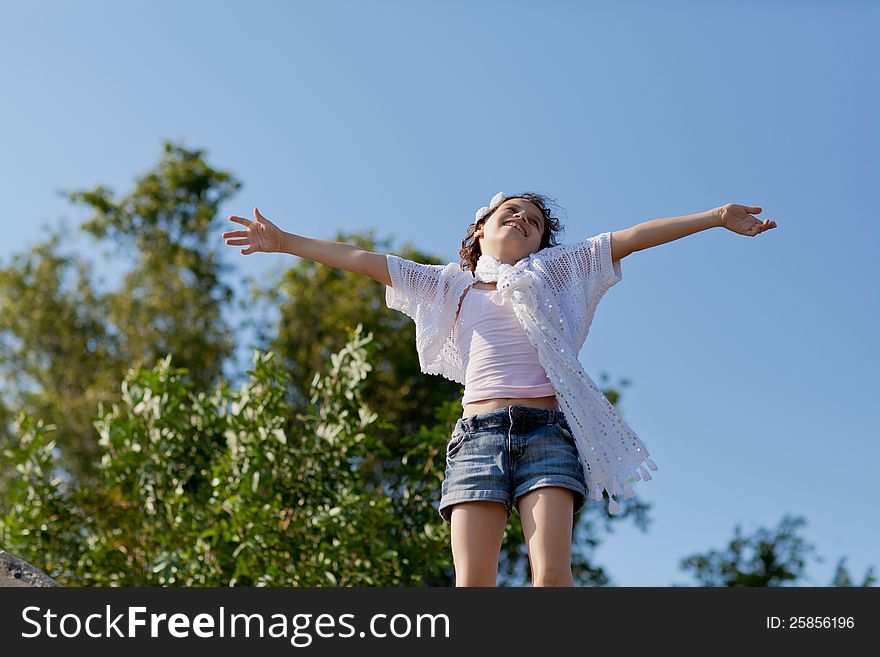 Young Girl On Top Of The World