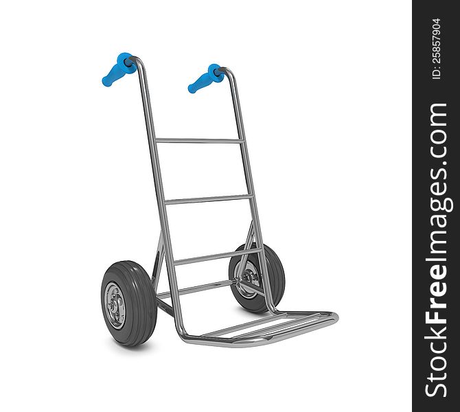 Empty Hand Truck on White Background. Free Shipping Concept.