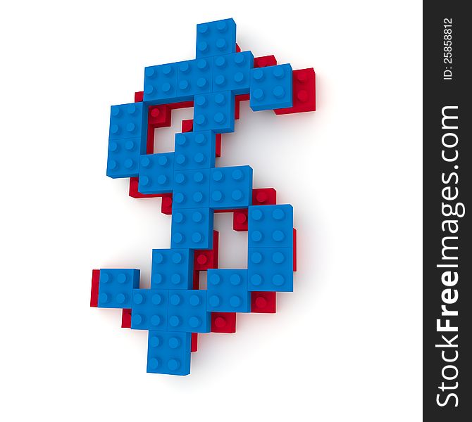 Red and Blue block arranged form as dollar sign. Red and Blue block arranged form as dollar sign.