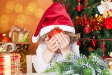 Happy Child Holding Christmas Ball Stock Images Happy Child Holding Christmas Ball Stock Images