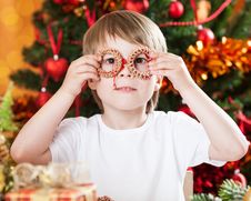 Boy Having Fun In Christmas Stock Photos Boy Having Fun In Christmas Stock Photos