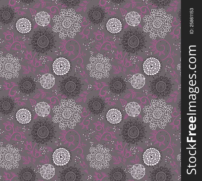 Summer Vector Seamless Background with Flowers. Summer Vector Seamless Background with Flowers