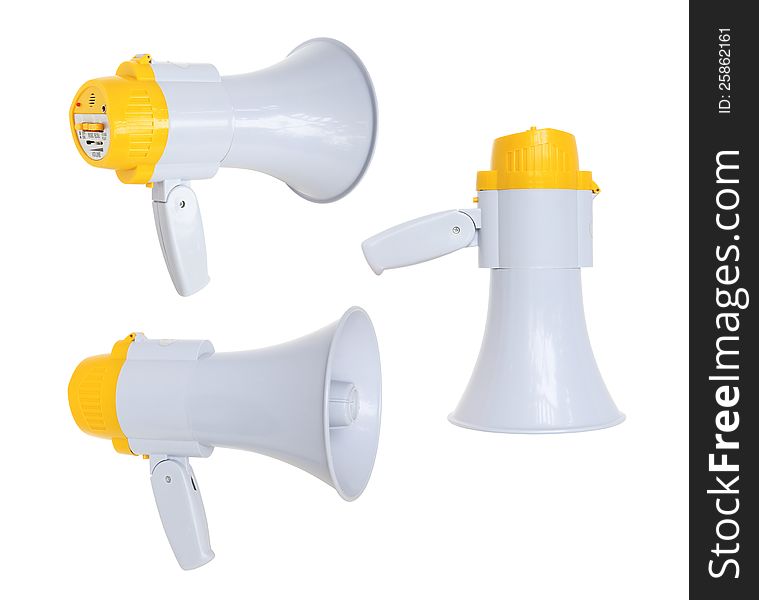Set of megaphone on white background