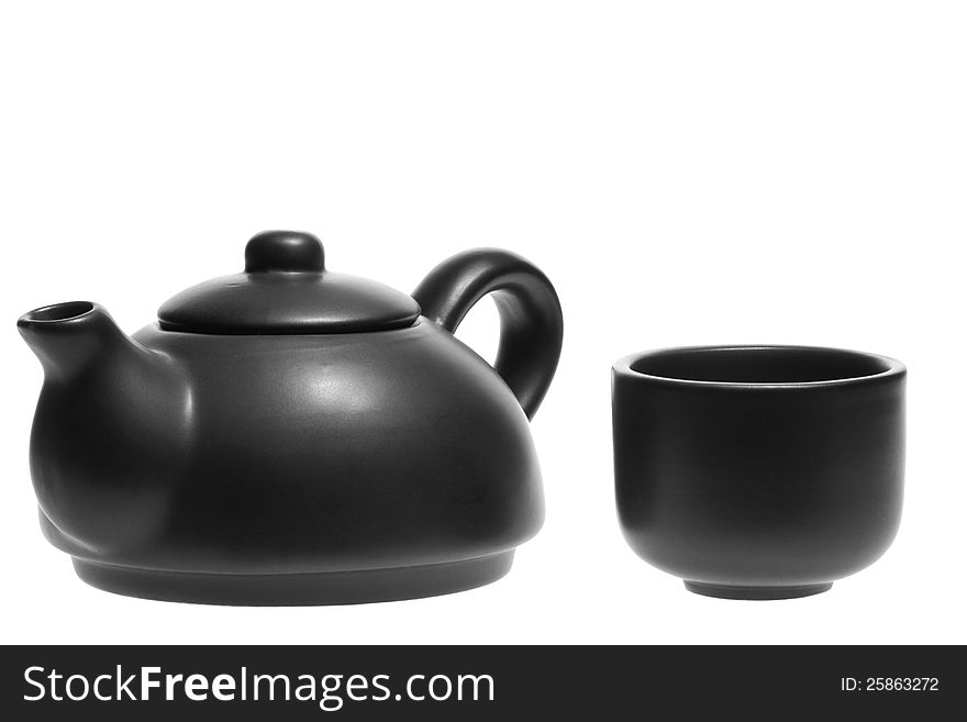 Chinese Tea Set with Teapot and cup isolated on white