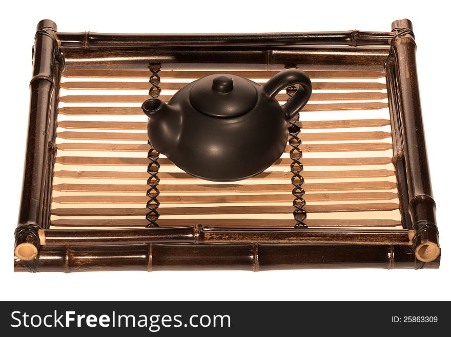 Tea tray with teapot