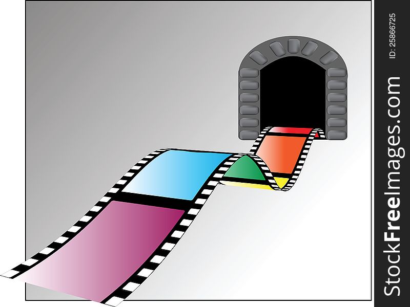 Film disappears into the dark color  illustration