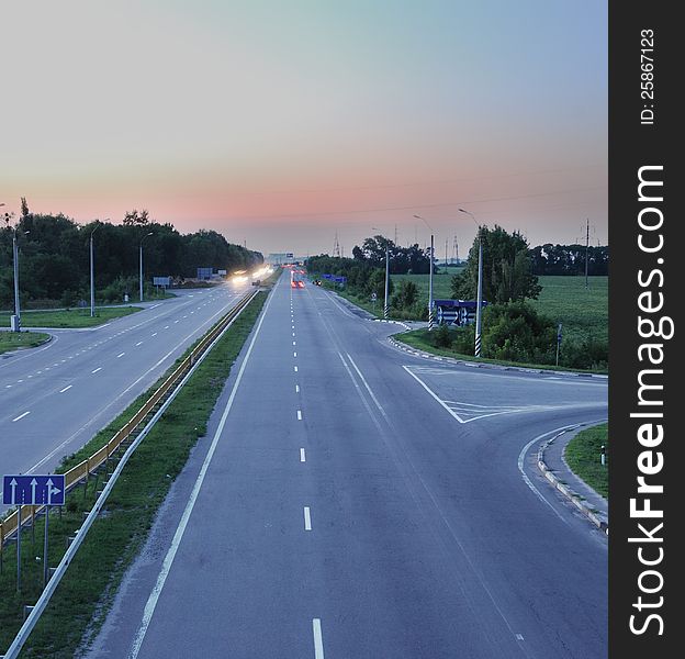 View Of Evening Asphalt Highway