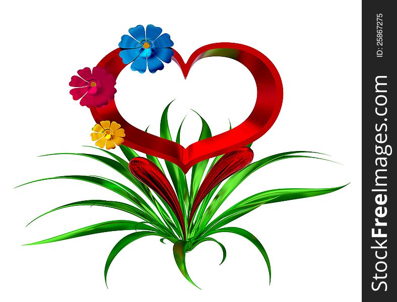 Heart With Flowers And Leaves