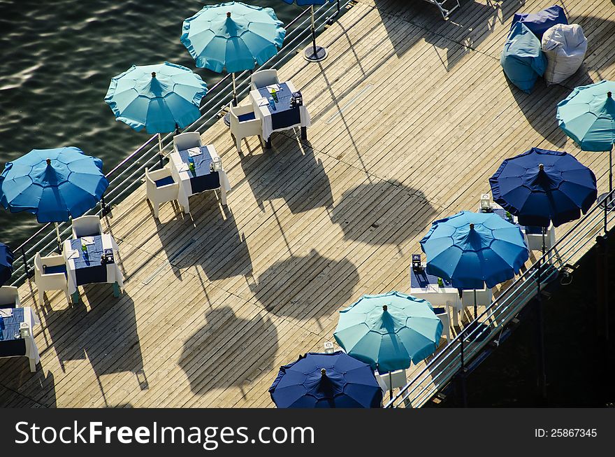 Restaurant tables over the sea. Restaurant tables over the sea