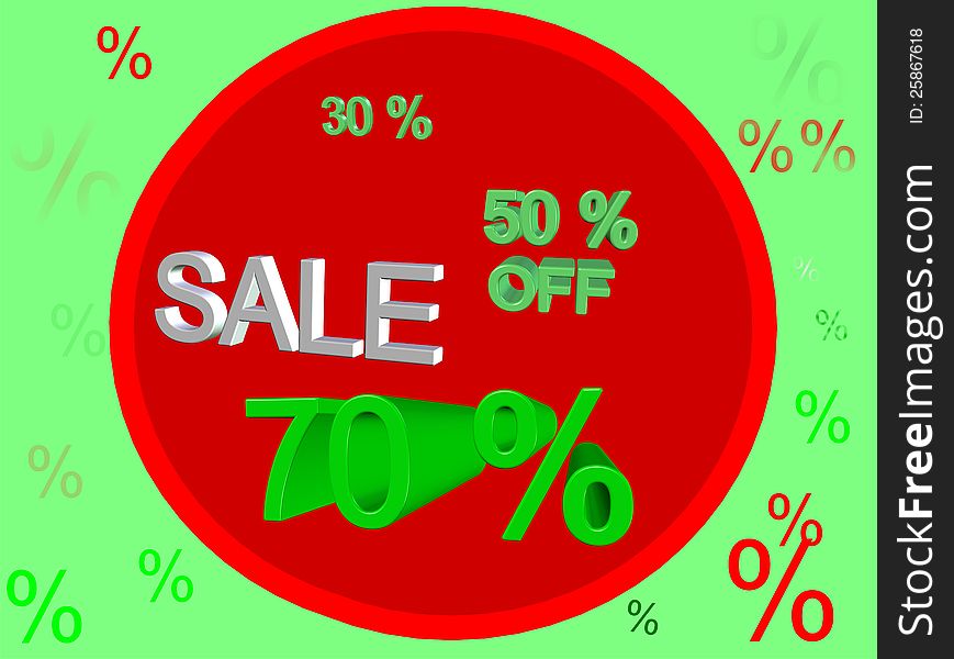 Sign sales, and 3D s, discounts, green, red and white. Sign sales, and 3D s, discounts, green, red and white.