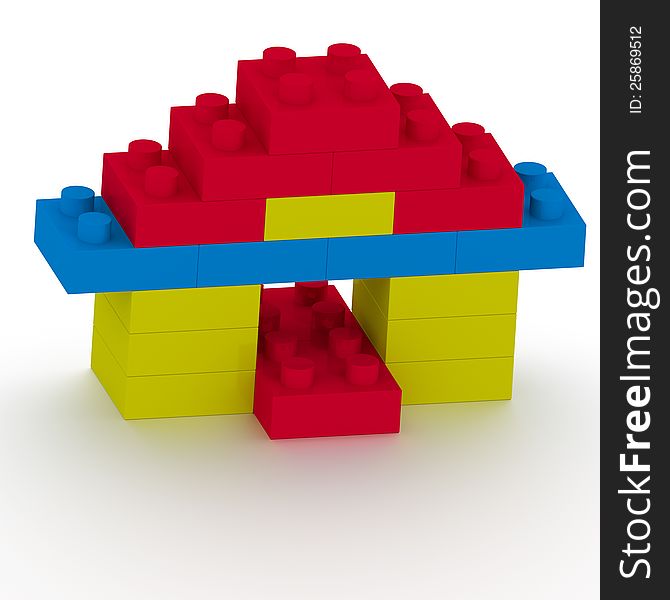 Red and Blue block arranged form as house. Red and Blue block arranged form as house