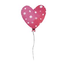 Valentines Balloon With White Dot Texture Watercolor Illustration. Hand Drawn Picture For To Use In Design, Home Decor, Fabrics, P Stock Photography