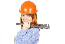 Builder Girl In A Helmet Royalty Free Stock Images Builder Girl In A Helmet Royalty Free Stock Images