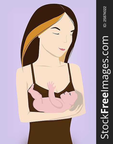 Vector illustration of mother and baby