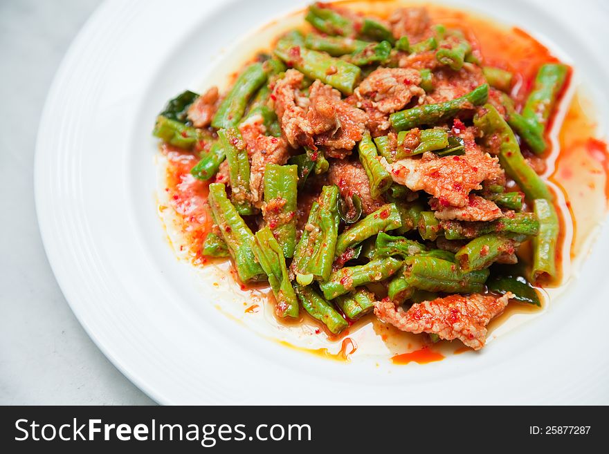 FRIED SPICY STRING BEANS WITH PORK