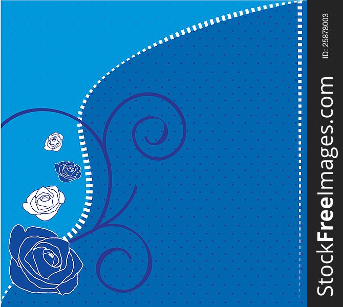 Blue background illustration with roses. Blue background illustration with roses