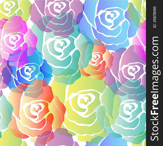 Seamless pattern of colorful roses. Seamless pattern of colorful roses