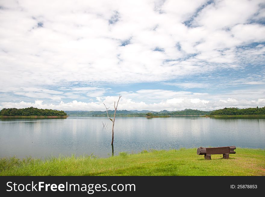 Khao laem dam with sky background at kanchanaburi province ,thailand. Khao laem dam with sky background at kanchanaburi province ,thailand
