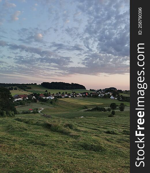 Village with large fields, Germany