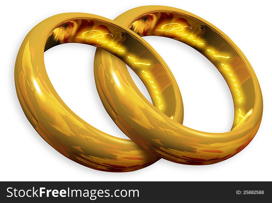 Wedding rings with background white