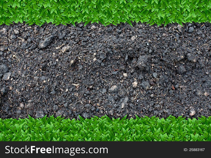 Green grass and brown earth Background. Green grass and brown earth Background