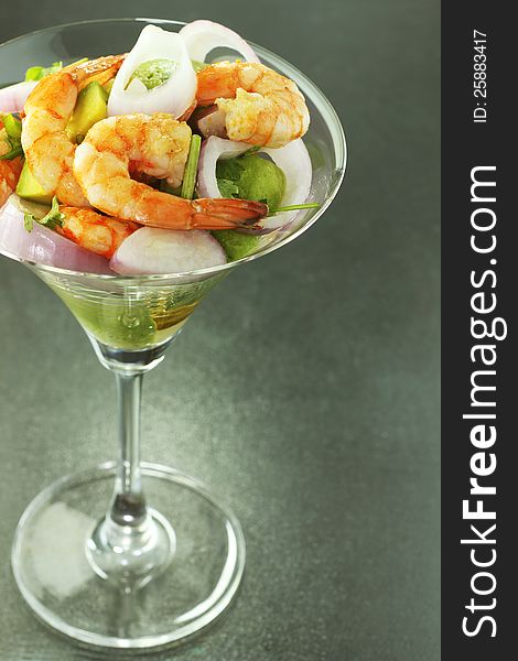 Tasty and nutritious salad of shrimp and avocado. Tasty and nutritious salad of shrimp and avocado