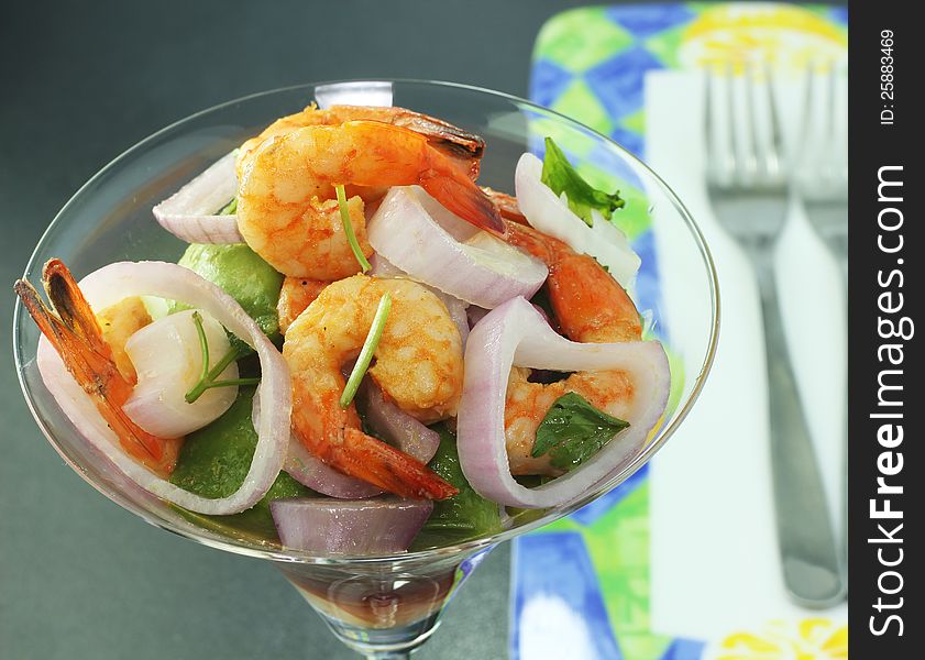 Tasty and nutritious salad of shrimp and vegetable. Tasty and nutritious salad of shrimp and vegetable