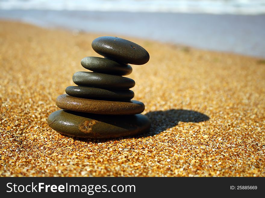 The beach of the Caspian sea covered with shells and pebbles. The beach of the Caspian sea covered with shells and pebbles