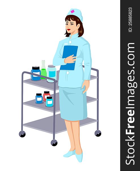 Illustration of a nurse isolated on white