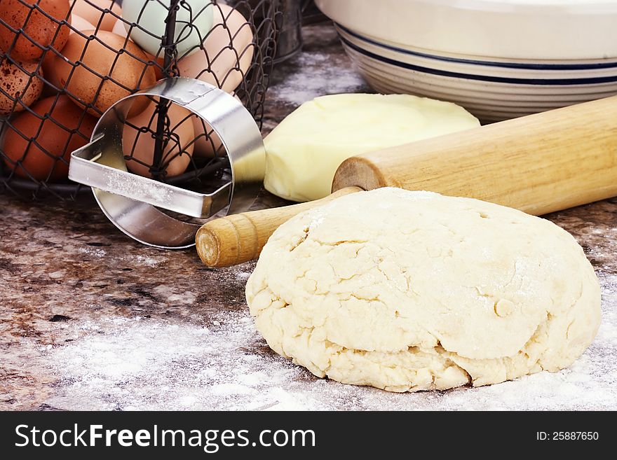 Bread Dough And Ingredients