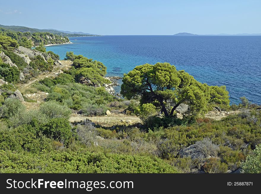 Golf beach in Sithonia peninsula of Halkidiki in Greece. Golf beach in Sithonia peninsula of Halkidiki in Greece
