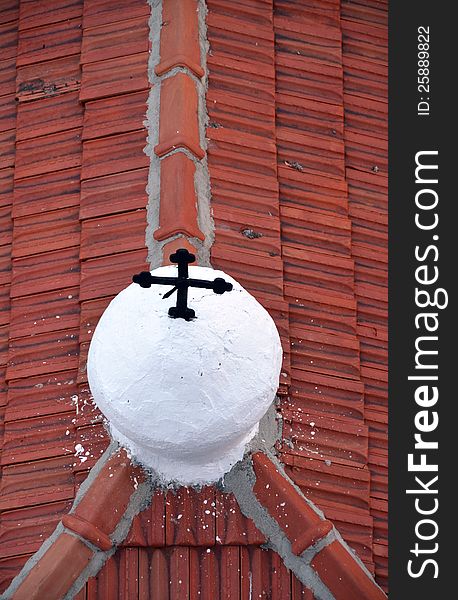 Roof with cross of a church. Roof with cross of a church