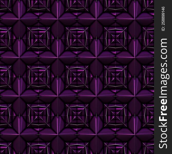 Dark Purple Glow Foil Glass Ceramic Mosaic Upholster Geometric Ornaments 3D Seamless Texture